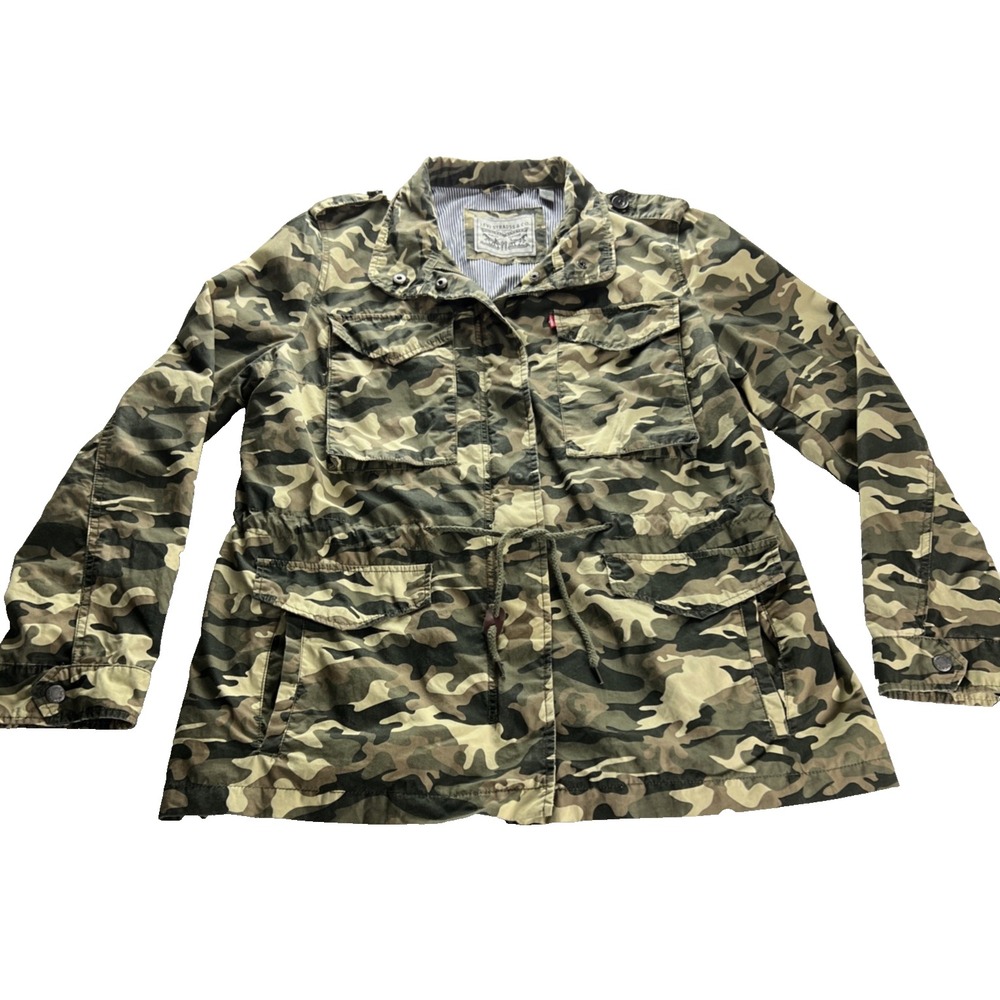 Levi's Camo Field Jacket Womens Large Green‎ Camouflage Parachute Utility C15